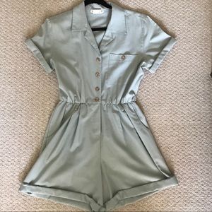 VINTAGE sage green romper/jumpsuit